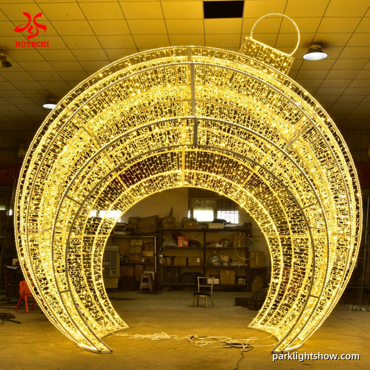 HOYECHI Custom-Size Christmas Ball Arch — Warm White LED Ornament Dome for Outdoor Holiday Decor