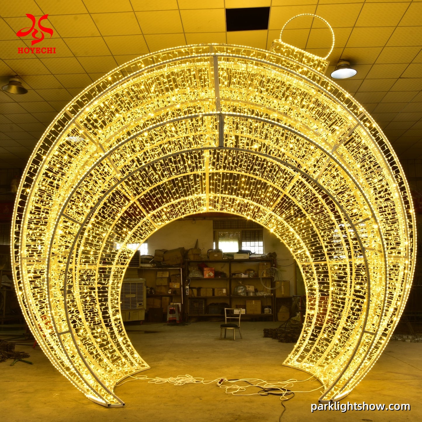 HOYECHI Custom-Size Christmas Ball Arch — Warm White LED Ornament Dome for Outdoor Holiday Decor