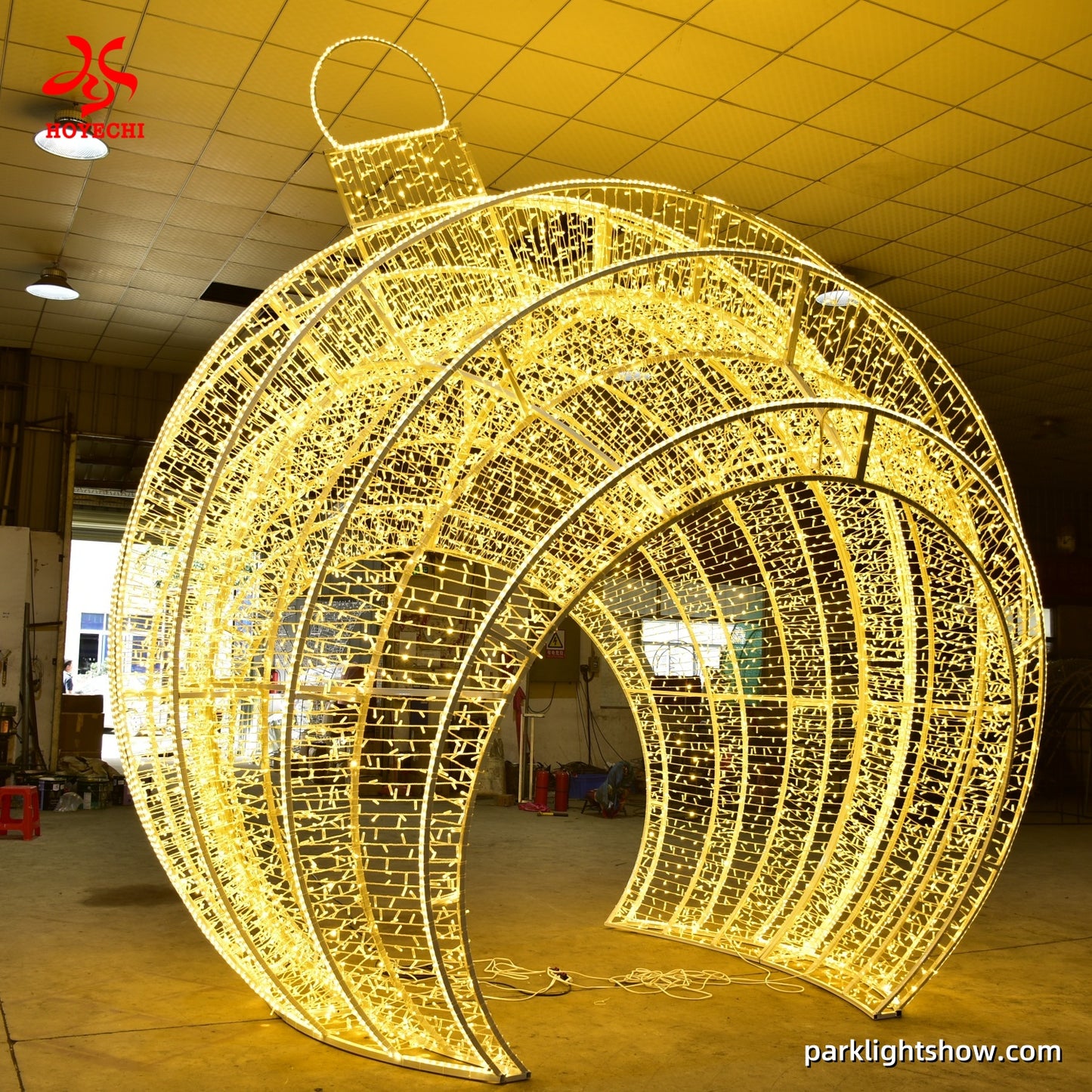 HOYECHI Custom-Size Christmas Ball Arch — Warm White LED Ornament Dome for Outdoor Holiday Decor