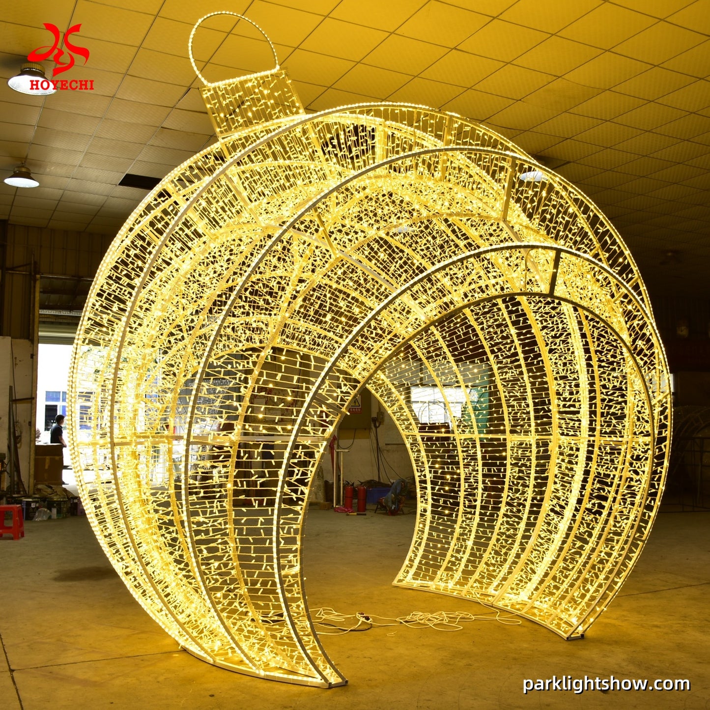 HOYECHI Custom-Size Christmas Ball Arch — Warm White LED Ornament Dome for Outdoor Holiday Decor