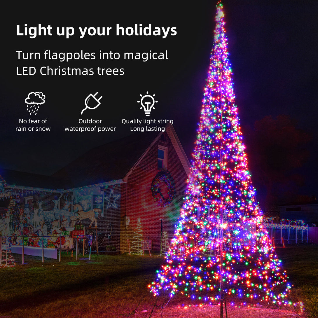 Flagpole LED Christmas Tree – 23 ft, 2600-LED Multicolor Outdoor Xmas –  HOYECHI Official Store, image size:1090x1090