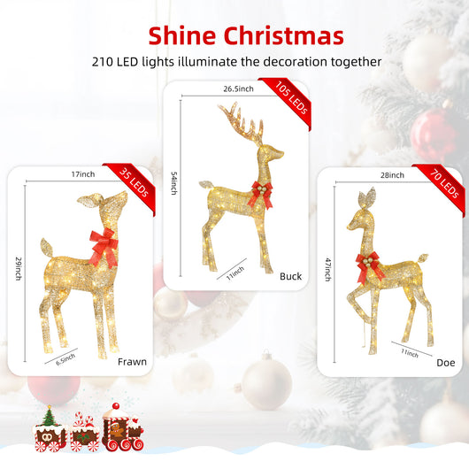 HOYECHI LED reindeer family Christmas display in shopping mall plaza