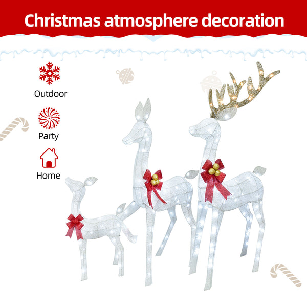 Close-up of white LED lights and frame details on HOYECHI reindeer decoration