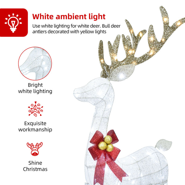 HOYECHI large white LED reindeer decoration 54-inch tall for holiday decor