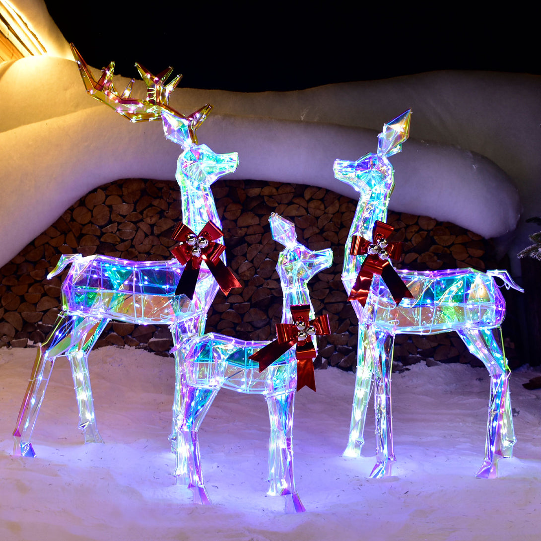 2026 New: 3-Piece Lighted Prismatic Reindeer Family (465 LED) | HOYECHI ...