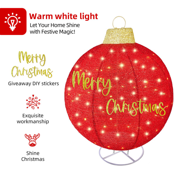 HOYECHI green LED Christmas ball ornament 30-inch outdoor yard decor