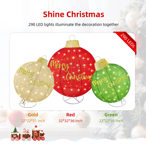 Festive Christmas yard decoration with HOYECHI LED ornament balls and holiday lighting