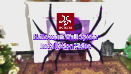 Video thumbnail Halloween wall spider installation video by HOYECHI showing how to assemble and hang the lighted spider