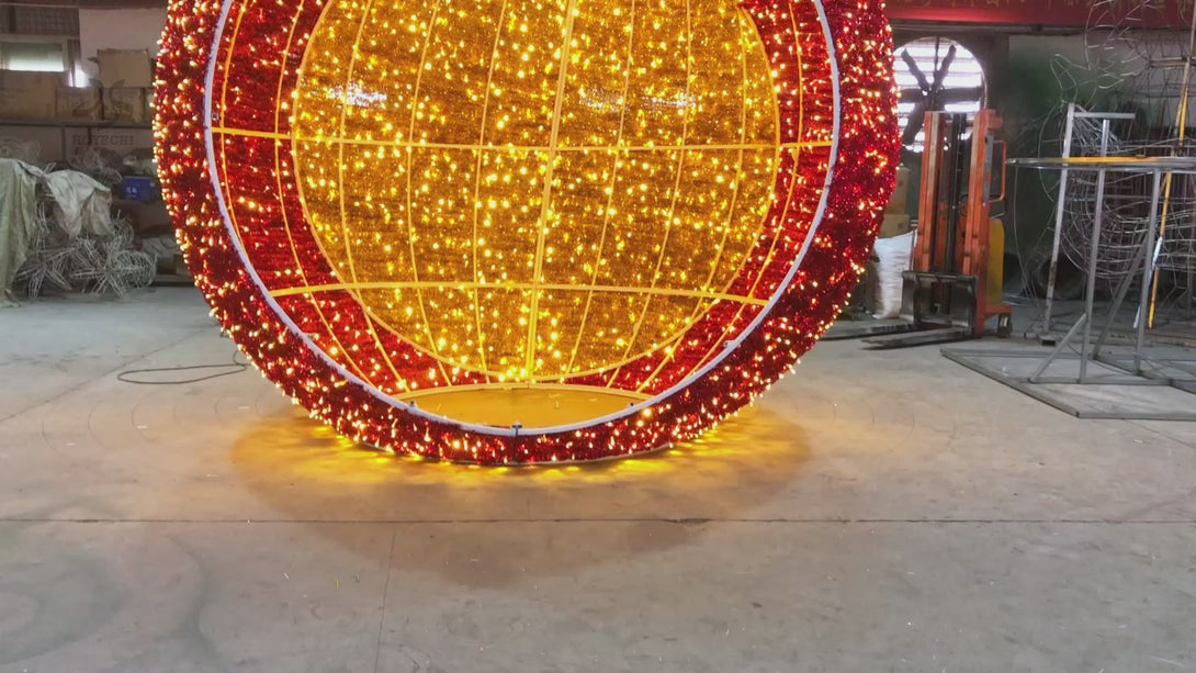 Video thumbnail of HOYECHI Christmas ball arch customized outdoor LED archway showing close-up walk-through lighting effect