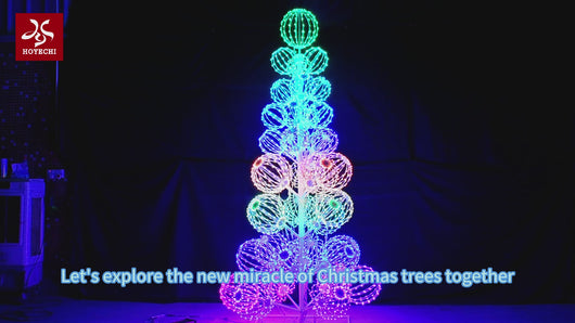 Video thumbnail of HOYECHI 8.8ft LED balls Christmas tree with message lets explore the new miracle of Christmas trees together