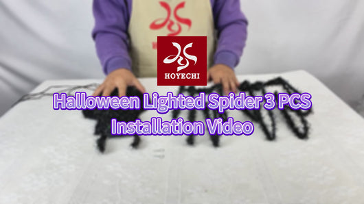 Video thumbnail Halloween lighted spider 3 PCS installation video by HOYECHI showing how to assemble the spiders