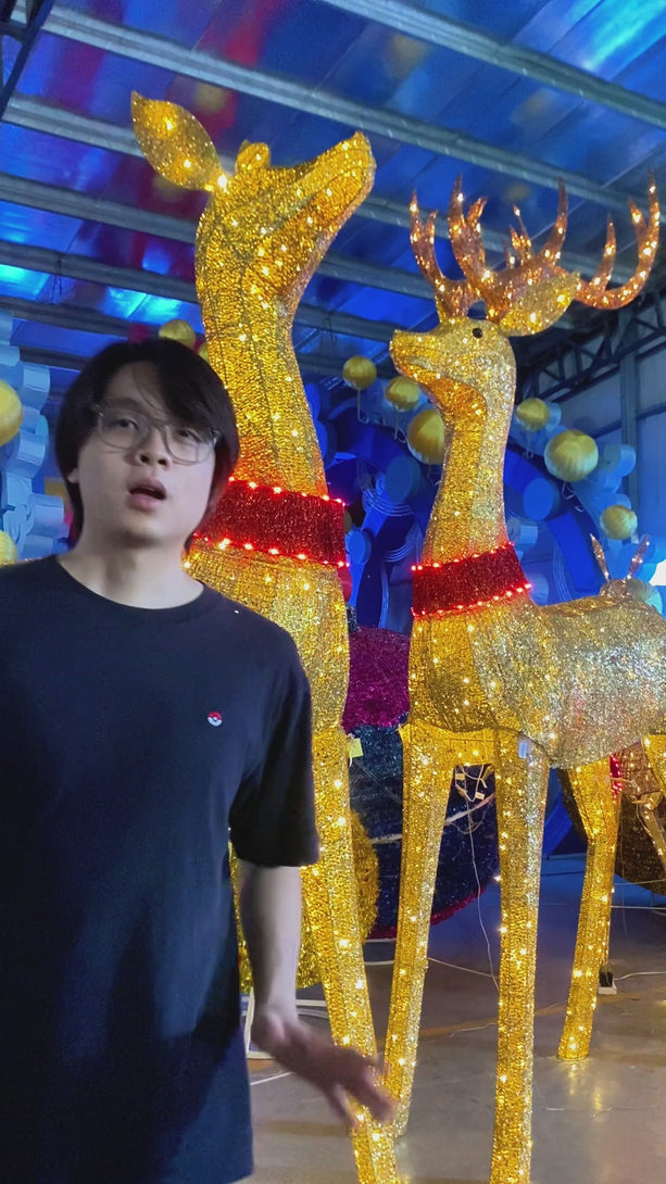 HOYECHI large metal reindeer holiday lighting – 3.3m LED display for parks, malls and public spaces
