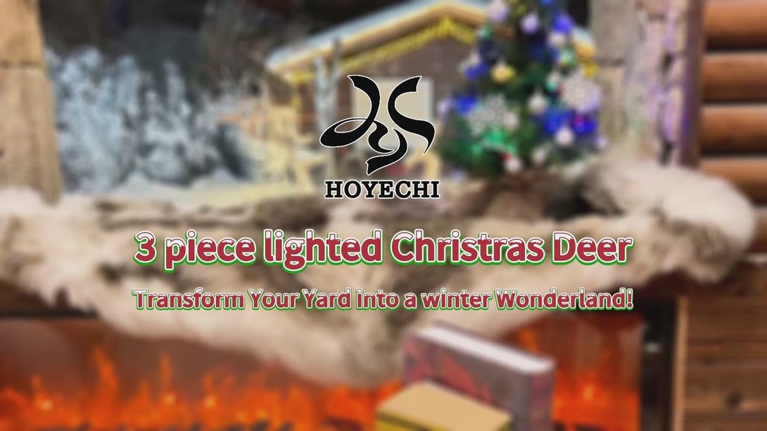 Packaged HOYECHI LED reindeer lights ready for shipping