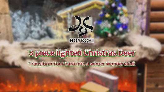 Packaged HOYECHI LED reindeer lights ready for shipping