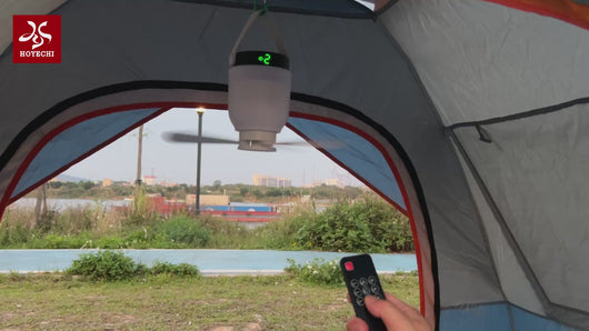 Multi-function HOYECHI camping lantern fan with remote control and quiet airflow