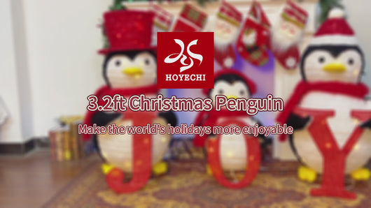 Video thumbnail of HOYECHI 3.2ft Christmas penguin JOY set make the world’s holidays more enjoyable