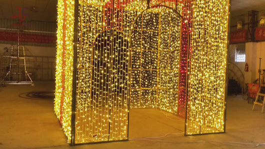 Video thumbnail of HOYECHI LED gift box arch showing walk-through lighting effects inside the Christmas entryway arch
